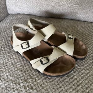 Birkenstock Cream Sandals with Cork Sole and Arch Support